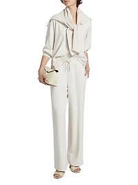 Waffle Scuba Wide-Leg Sweatpants