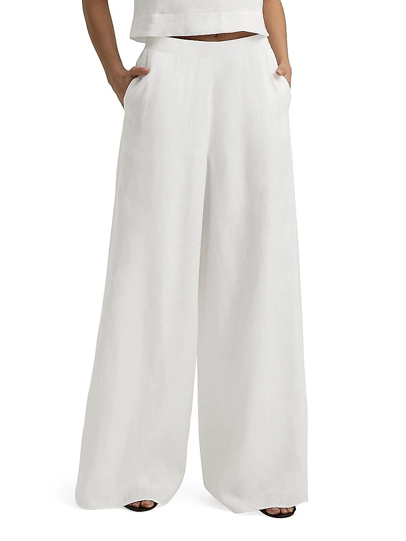 High-Rise Wide-Leg Linen Pants