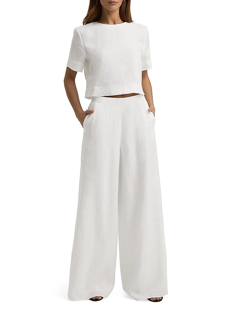 High-Rise Wide-Leg Linen Pants