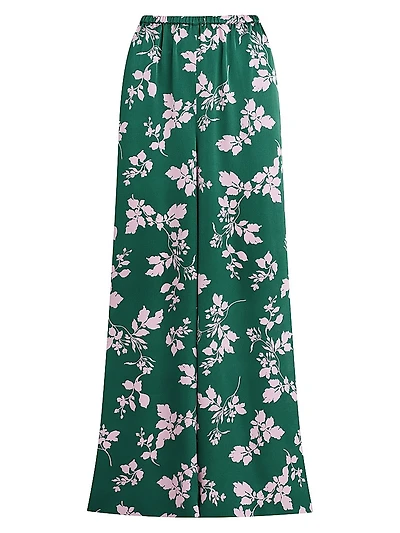 The Effortless Floral Elasticized Wide-Leg Pants