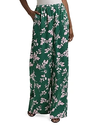 The Effortless Floral Elasticized Wide-Leg Pants