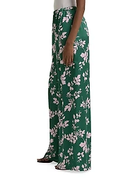 The Effortless Floral Elasticized Wide-Leg Pants