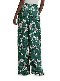 The Effortless Floral Elasticized Wide-Leg Pants
