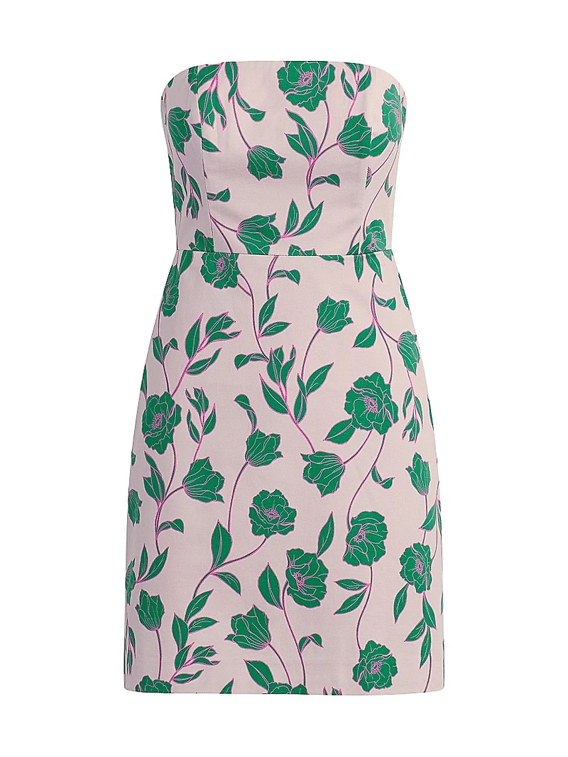 The Willow Floral Stretch Cotton Strapless Minidress