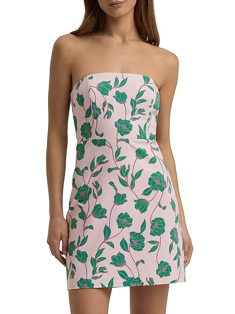 The Willow Floral Stretch Cotton Strapless Minidress
