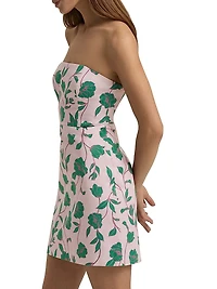The Willow Floral Stretch Cotton Strapless Minidress
