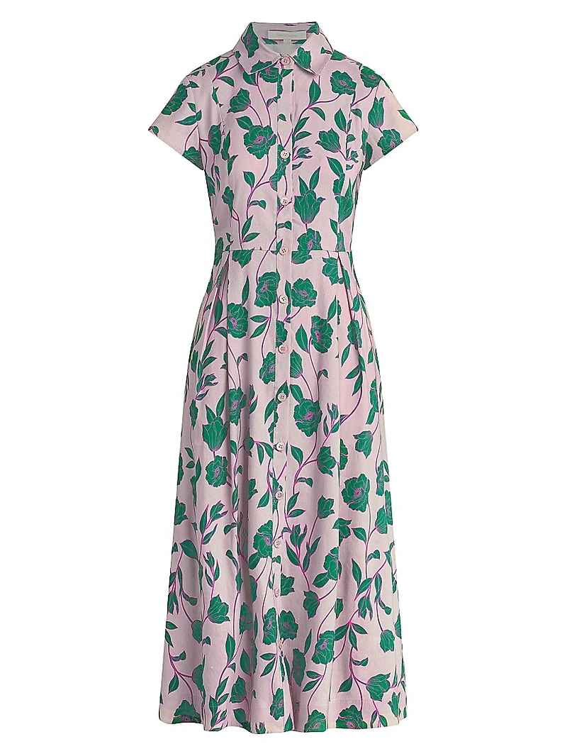 Sunday Best Floral Linen-Blend Maxi Shirtdress