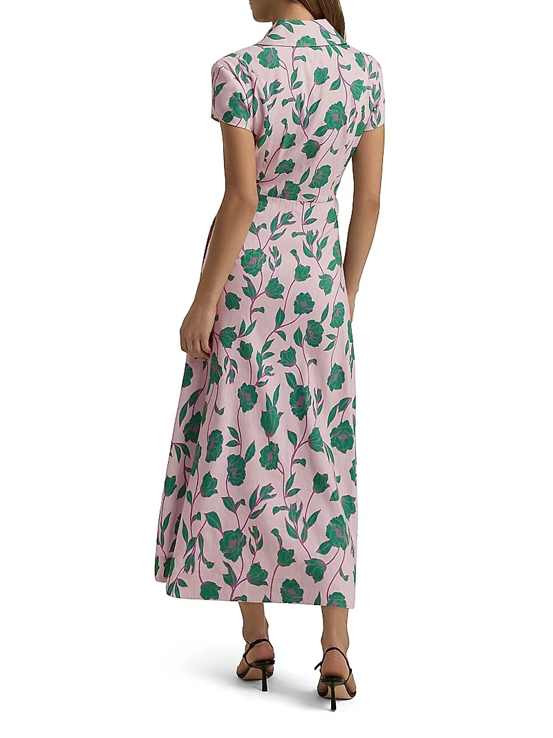 Sunday Best Floral Linen-Blend Maxi Shirtdress
