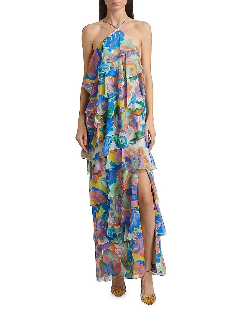 Poise Floral Tiered Ruffle Maxi Dress