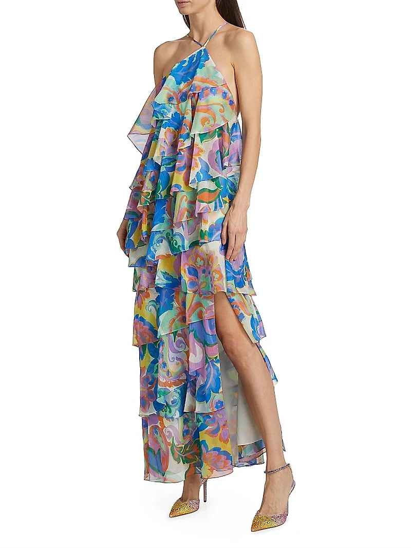 Poise Floral Tiered Ruffle Maxi Dress