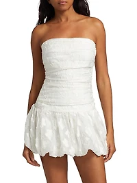 Rendezous Floral Bubble-Hem Strapless Minidress