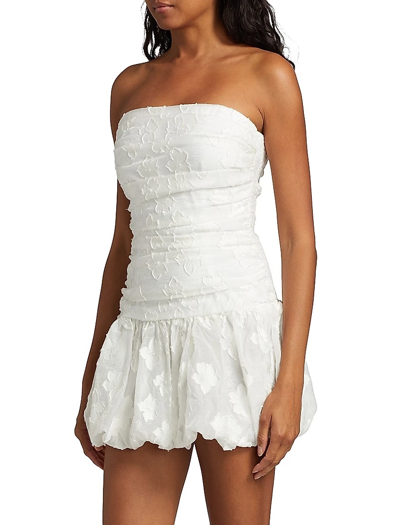 Rendezous Floral Bubble-Hem Strapless Minidress