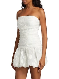 Rendezous Floral Bubble-Hem Strapless Minidress
