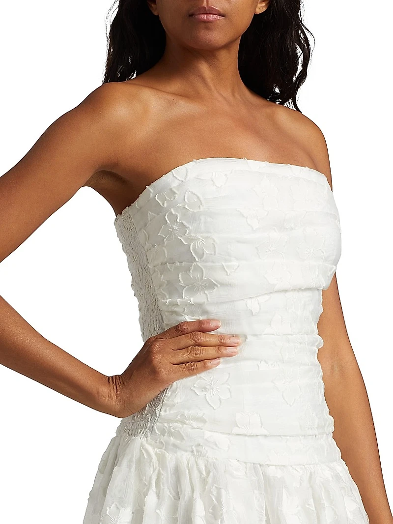 Rendezous Floral Bubble-Hem Strapless Minidress