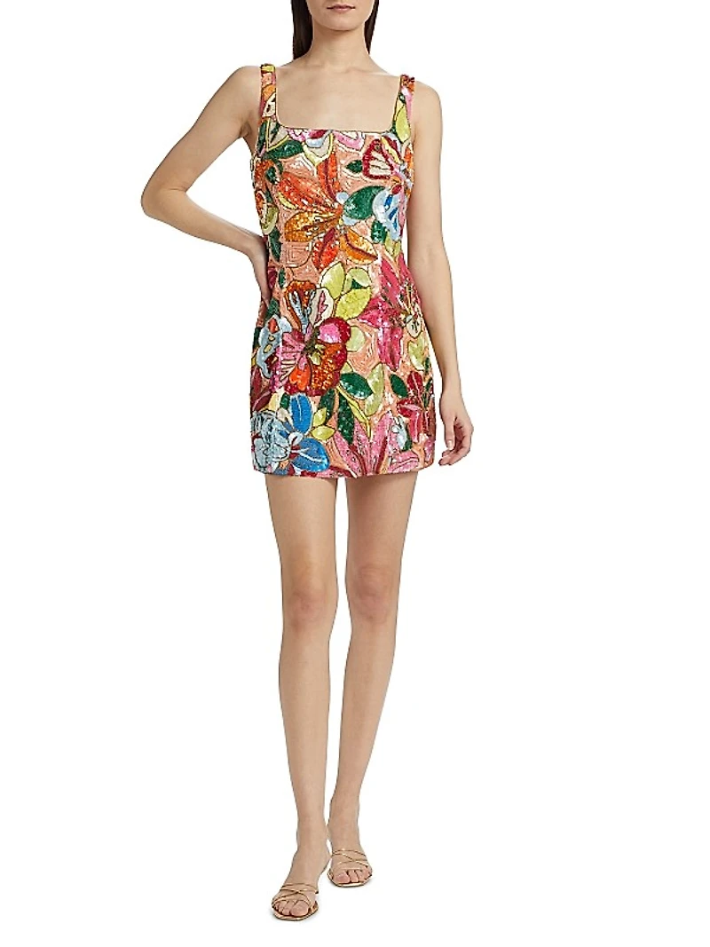 Augustine Sequin Floral Minidress