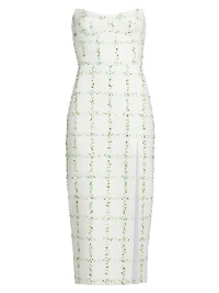 Ivy Tweed Strapless Midi-Dress