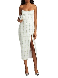 Ivy Tweed Strapless Midi-Dress