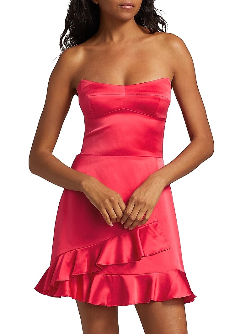 Magnolia Ruffled Silk Strapless Minidress