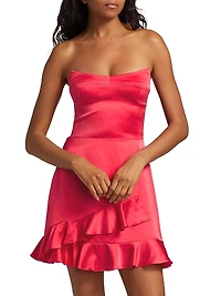 Magnolia Ruffled Silk Strapless Minidress
