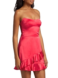 Magnolia Ruffled Silk Strapless Minidress