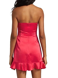 Magnolia Ruffled Silk Strapless Minidress