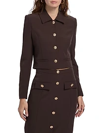 Oliver Stretch Crepe Cropped Blazer