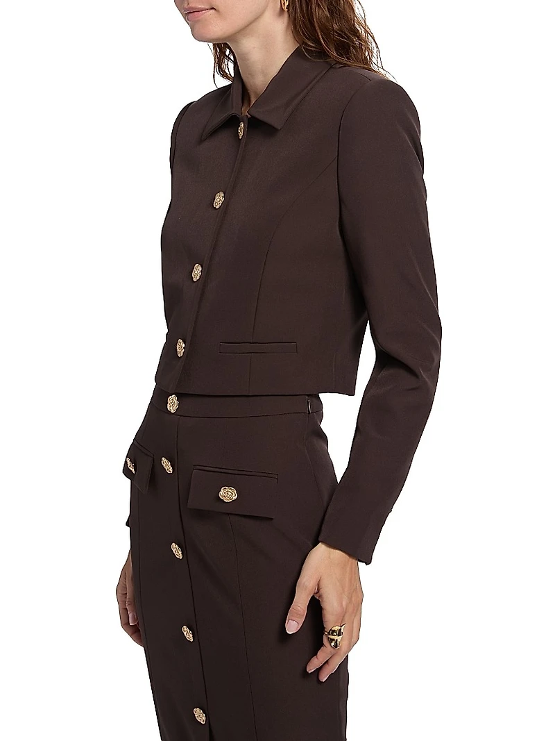 Oliver Stretch Crepe Cropped Blazer