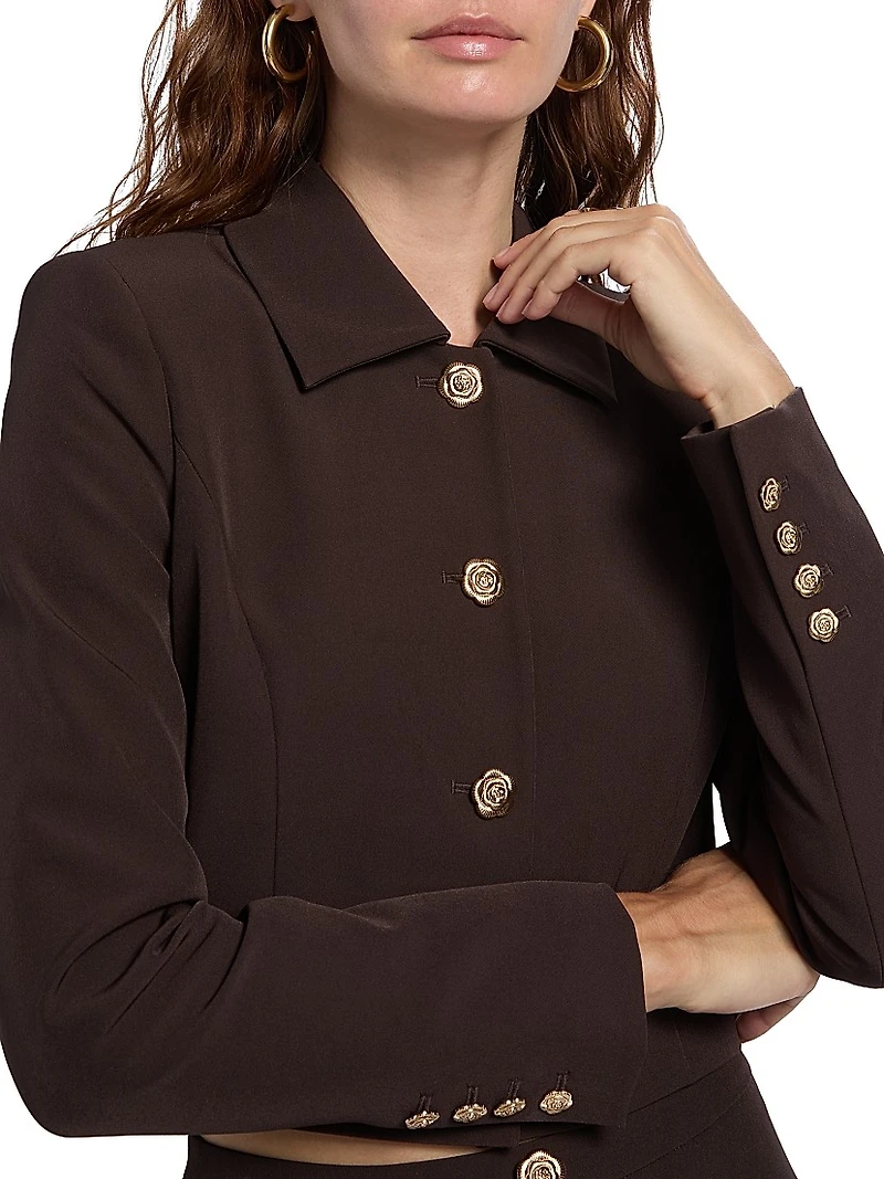 Oliver Stretch Crepe Cropped Blazer