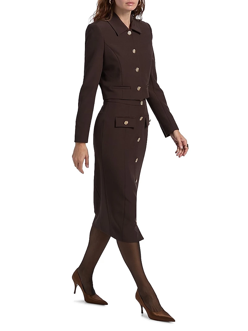 Oliver Stretch Crepe Cropped Blazer