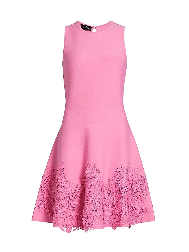 Lace Trim Fit-&-Flare Cocktail Dress