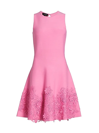 Lace Trim Fit-&-Flare Cocktail Dress