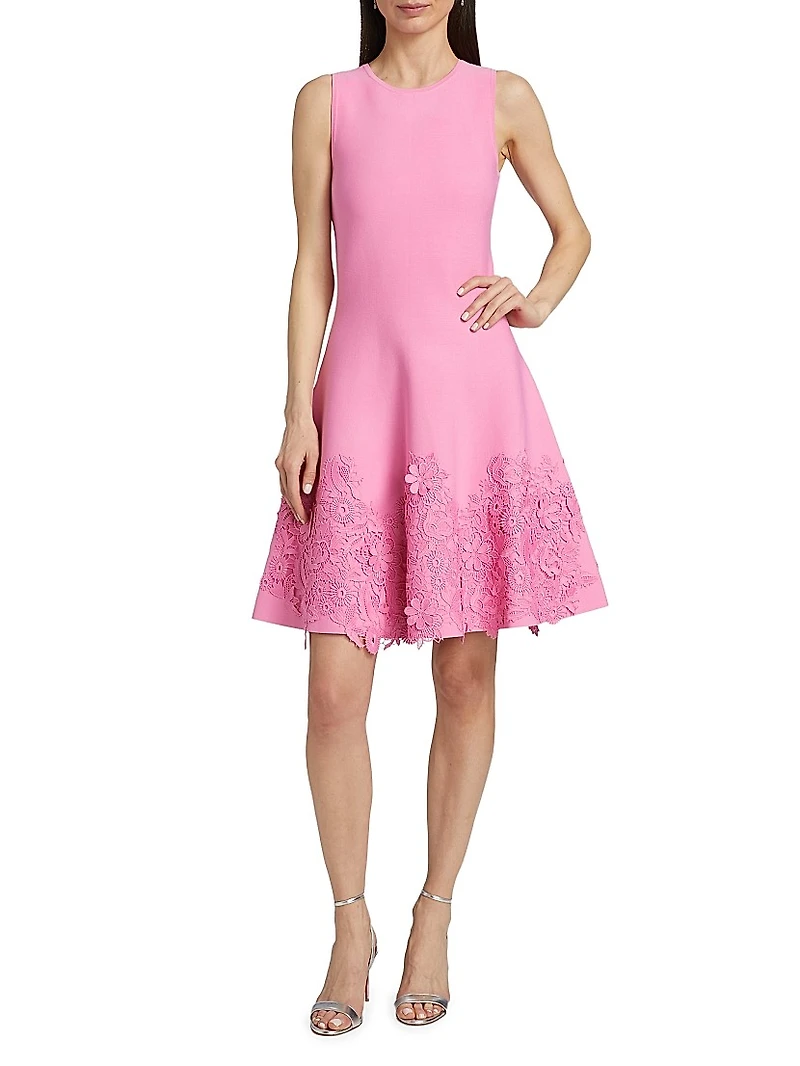 Lace Trim Fit-&-Flare Cocktail Dress