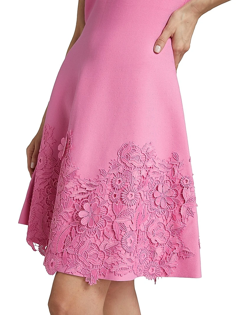 Lace Trim Fit-&-Flare Cocktail Dress