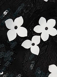 Floral Appliqué High-Low Cocktail Dress