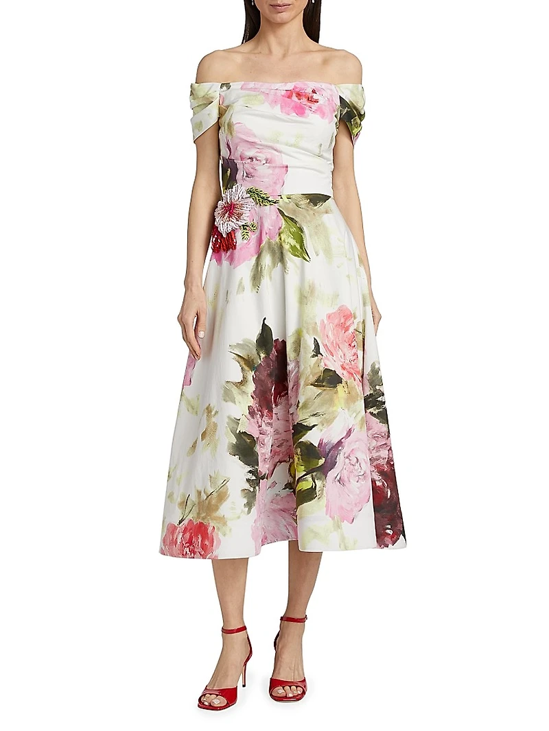 Floral Off-the-Shoulder Cocktail Dress