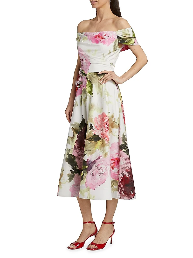 Floral Off-the-Shoulder Cocktail Dress