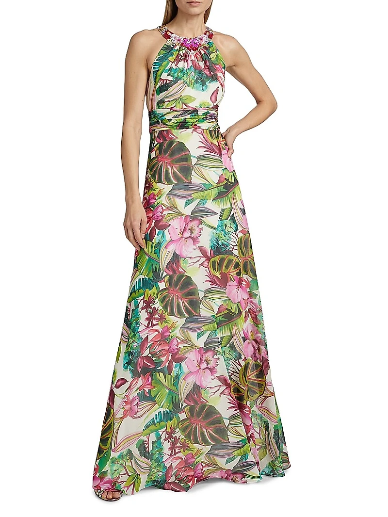 Floral Chiffon Gown