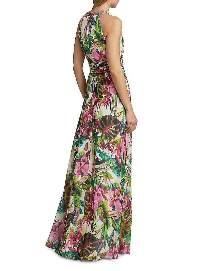 Floral Chiffon Gown
