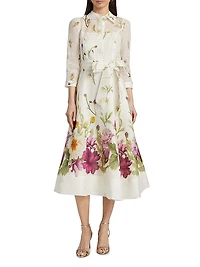 Floral Button-Front Cocktail Dress