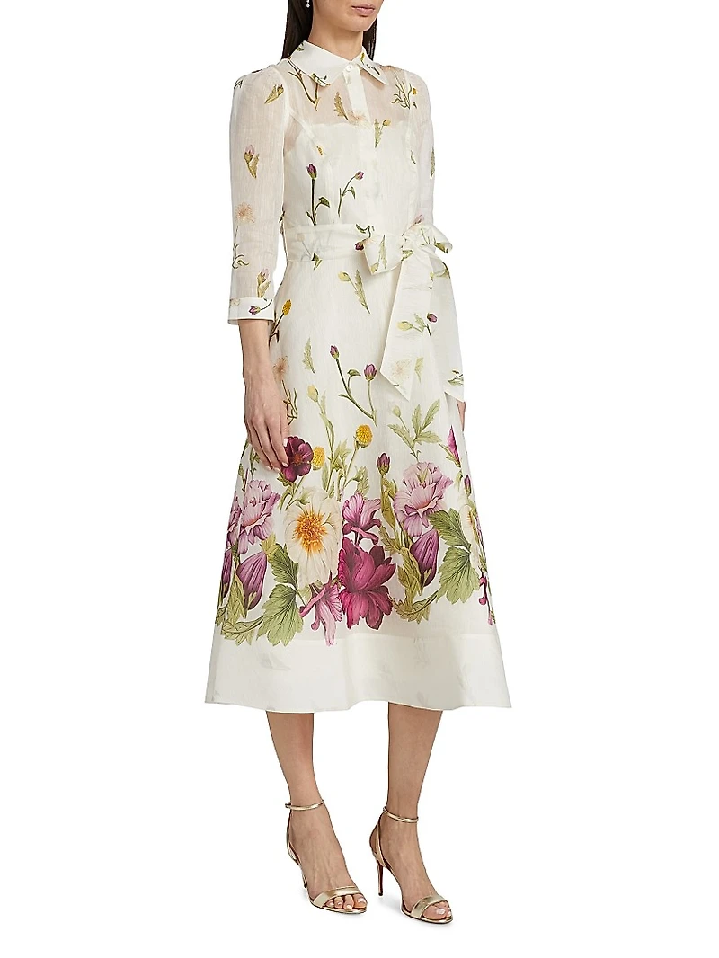 Floral Button-Front Cocktail Dress
