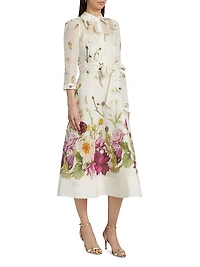 Floral Button-Front Cocktail Dress