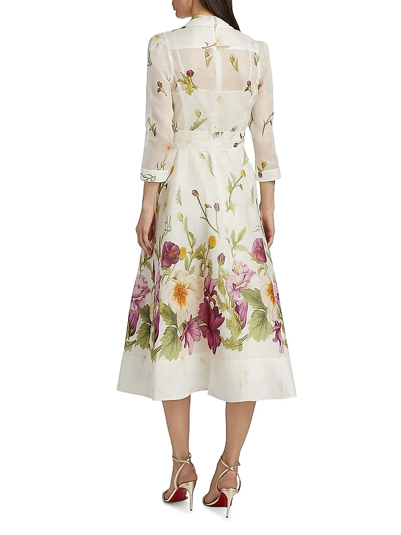 Floral Button-Front Cocktail Dress