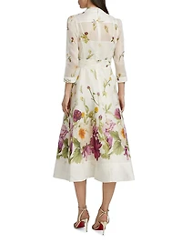 Floral Button-Front Cocktail Dress