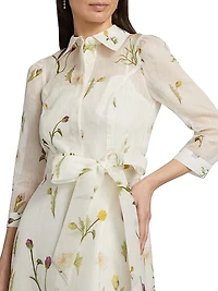 Floral Button-Front Cocktail Dress