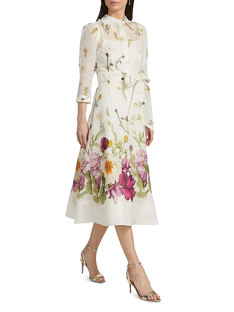 Floral Button-Front Cocktail Dress