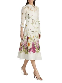 Floral Button-Front Cocktail Dress