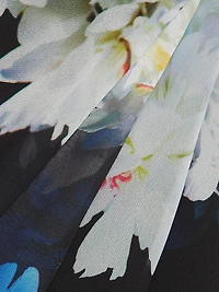 Floral Ruffle Chiffon One-Shoulder Gown