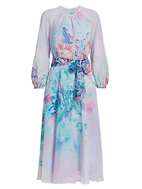 Floral A-Line Midi-Dress