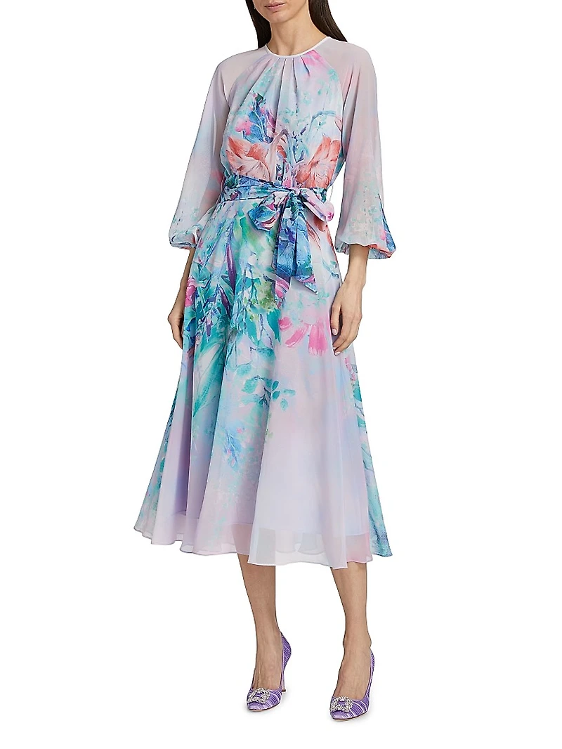 Floral A-Line Midi-Dress