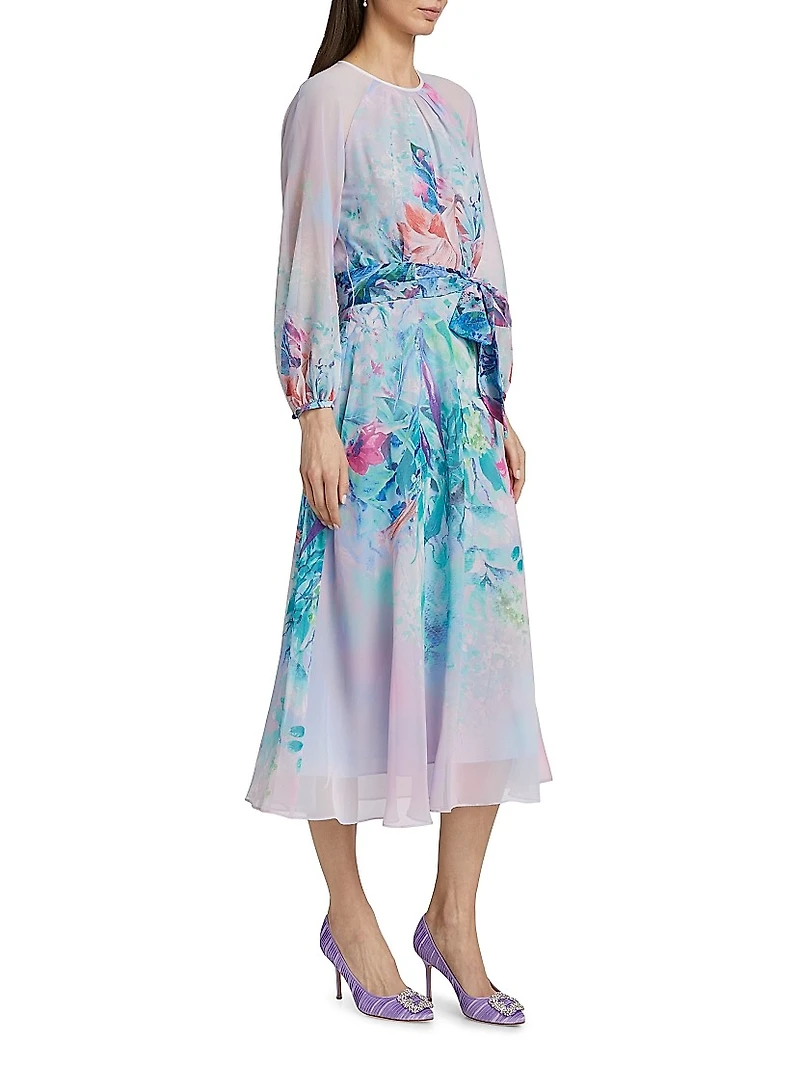 Floral A-Line Midi-Dress